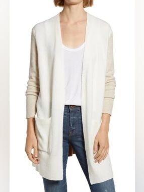 NWT Madewell Kent Colorblock Cardigan in Heather Timber Open Front Sweater S $98